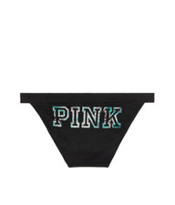 Victoria's Secret PINK Seamless String Bikini Panty Black Logo Back