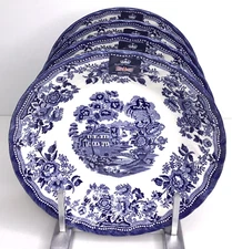 4 Blue Soup ~ Cereal ~Salad Bowls 8" Royal Wessex Queens Churchill Tonquin New