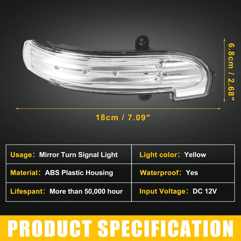 Pack (1) Señal de giro del espejo retrovisor LED delantero derecho para Mercedes-Benz C230 2005-2007 Foto 4 de 4
