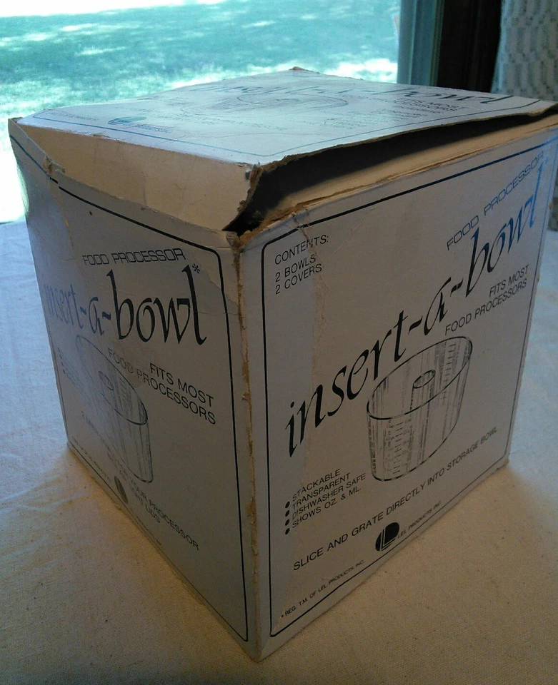 2 Insert-A-Bowl Universal Food Processor 5-Cup Bowls & Lids 1980 Vtg Stacking - Image 4 of 4