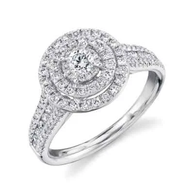 14K Weißgold Rundgeschliffener Diamant Verlobungsring Halo 0,75 TCW Natürlich - Bild 1 von 3