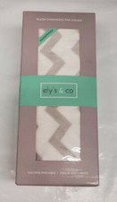 Waterproof Plush Change Pad Cover 100 Cotton Grey and White Chevron Velvet NIB