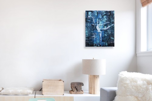 Ballerina Girl - Original Painting of Woman Dancing- 16"x20"-Glows in Blacklight - Picture 3 of 10