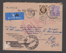 GB KGVI 1950 OHMS Super DEAD LETTER OFFICE Bondi Beach NSW Cancels 1s & 3d 