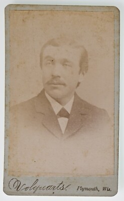 Antique CDV Volquarts Pete Plumb Man Mustache Plymouth Wis.