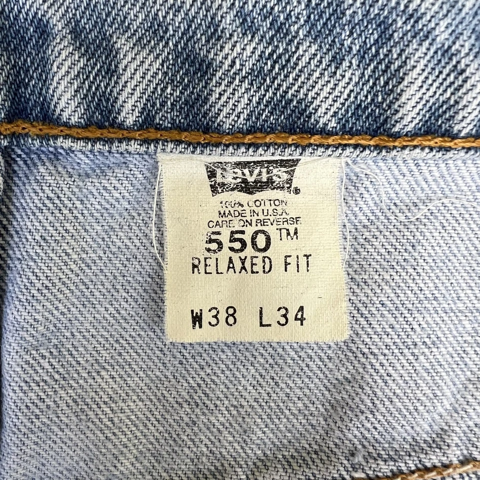 VTG Levi's 550 Jeans Mens 37x34" Blue Distressed Red Tab Relaxed Tapered Leg USA - Image 2 of 4