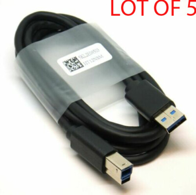 Lot of 5 Dell USB 3.0 Type A to B Cables M/M 6' Long Printer Scanner 5KL2E22501