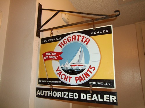 U.S.A. Regatta Yacht Paints double sided heavy metal sign w/ bracket