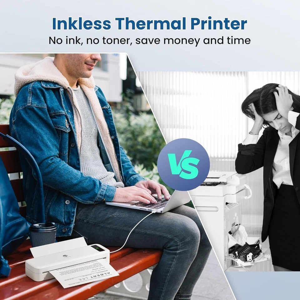Bluetooth Portable Printer, Wireless for Travel, Thermal Inkless Printer - Image 3 of 4