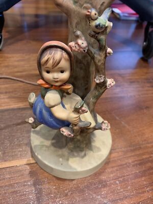 Vintage Pair of Hummel Goebel Apple Tree Boy & Girl Figurine Lamps