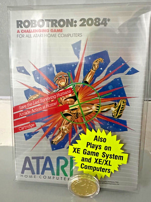 Vintage ATARI 400 800 XL XE ROBOTRON Video Game Cartridge SEALED with Protecter