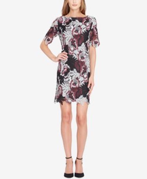 tahari lace sheath dress Tahari Asl Women's Printed Lace Sheath Dress - Black Multi