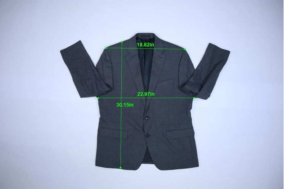 Chaps Mens Gray Pincheck Notch Lapel 2 Button Sports Coat Blazer Jacket 44R - Image 4 of 4