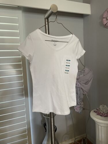 New Girl’s Old Navy White V-Neck Short Sleeve T-shirt Blouse Top Size Medium 8