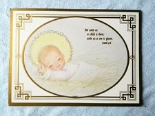 Vintage Christmas Card "For Unto Us A Child" 5x7 Famous Artists Made In The USA