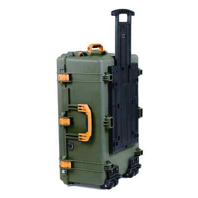 OD Green & Yellow Pelican 1650 case. Comes with foam. Comes with wheels.