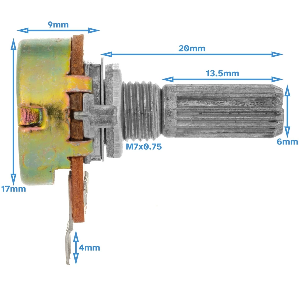 5pcs 10k Ohm Ω Linear (B) Taper Rotary Potentiometer Single Gang WH148 B10K - Image 2 of 4