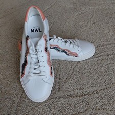 Madewell Women's Size 8M Low-Top leather lace up Sneakers in Snake Mc693 READ