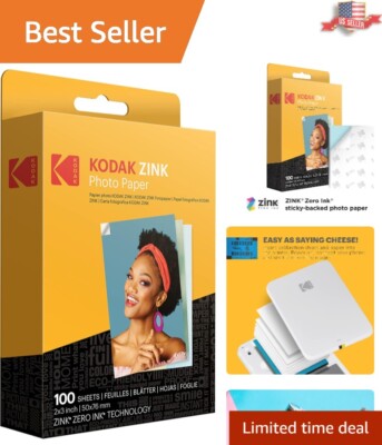 Vibrant KODAK 2x3 Zero Ink Photo Paper - 100 Sheets for PRINTOMATIC Cameras