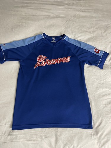 Camiseta deportiva para hombre Cooperstown Majestic Atlanta Braves talla L azul retro - Imagen 3 de 11