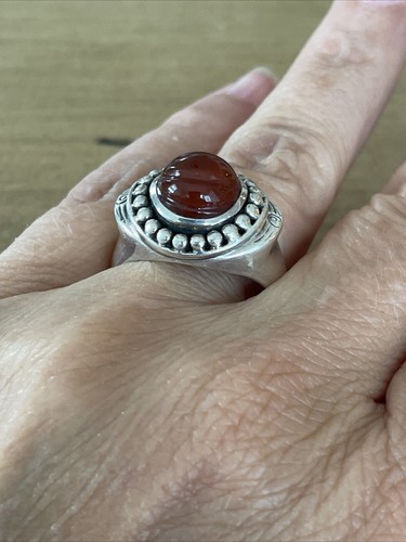 DP Signed Sterling Silver Carnelian Agate Beaded Ring Sz 9 - Picture 6 of 8