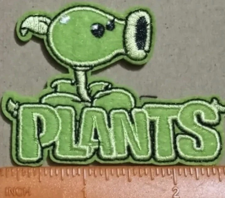 Plants Vs Zombies Game Peashooter Plant And Name Embroidered Iron On Patch