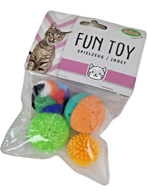 Katzenspielzeug Katzenball Fun Toy 4 Bälle Set Bubimex Katzen Spielbälle