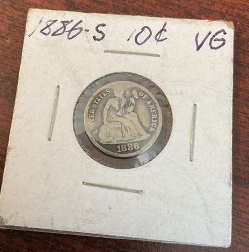 1886 S Seated Liberty Dime 10c Ungraded 90% Silver US Coin