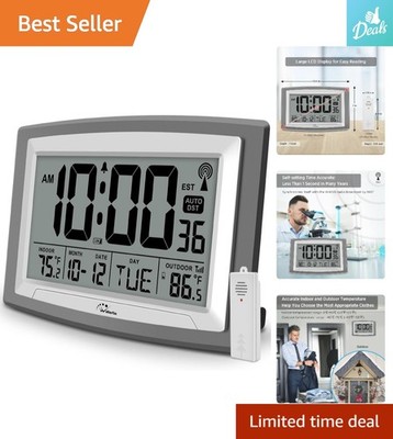 Self-Setting 12.5 Inch Digital Atomic Clock - Large Display, Temperature & Alarm