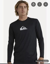 Quiksilver Men's Solid Streak Long Sleeve Rashguard in black size S NWT