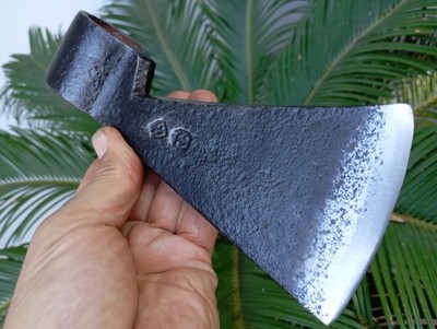 Antique Strong Sharp Axe Wrought Carbon Steel Old Two Blacksmith Mark Signed