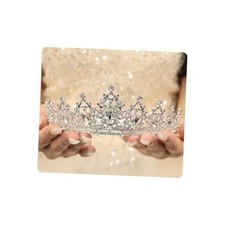 Silver Wedding Crystal Tiara Crown for Women Sparkling Rhinestone Silver-white