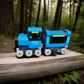 Lego Classic Blue Train With Wheels Engine And Connecting Car Used