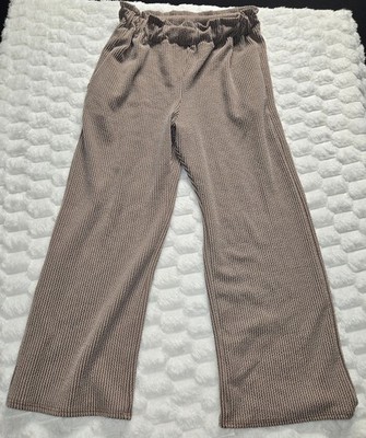 Heimish USA brown waffle knit type  pant Rib Wide Leg Brown SMALL NEW 