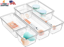 6-Pack Clear Acrylic Drawer Organizer Trays Storage Bins for Makeup  Office