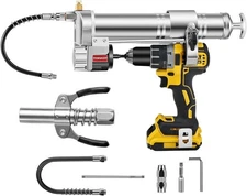Electric Grease Gun Drill Adapter for DeWalt, 14oz Capacity w/ 12" Hose, Locking
