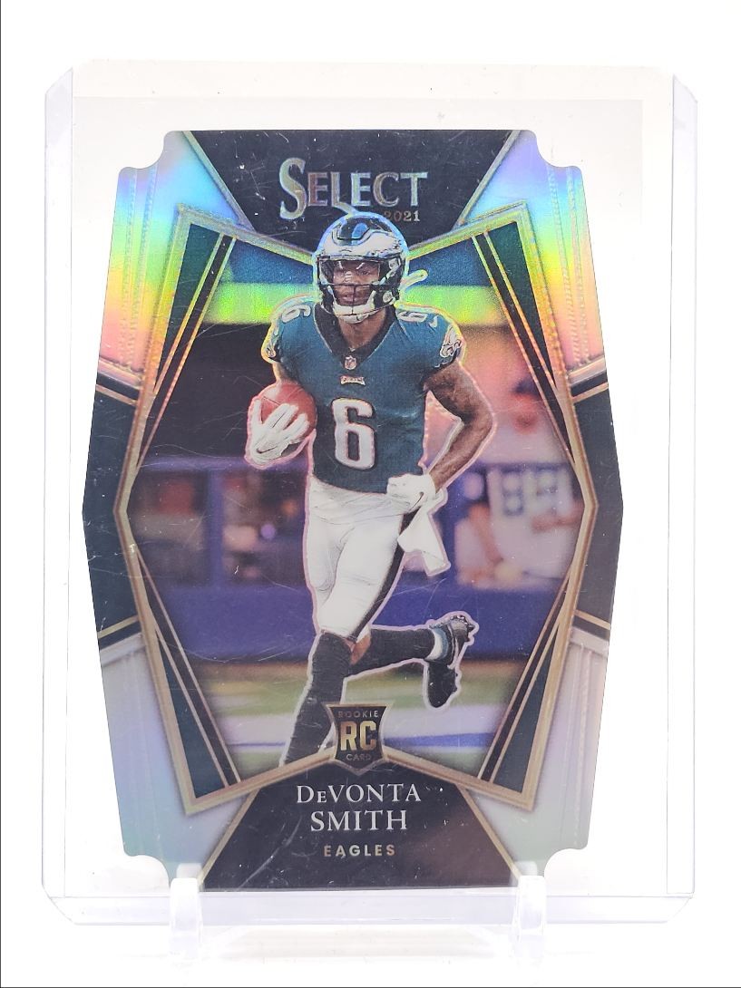 DEVONTA SMITH 2021 SELECT PREMIER LEVEL ROOKIE SILVER DIE CUT EAGLES Q5690