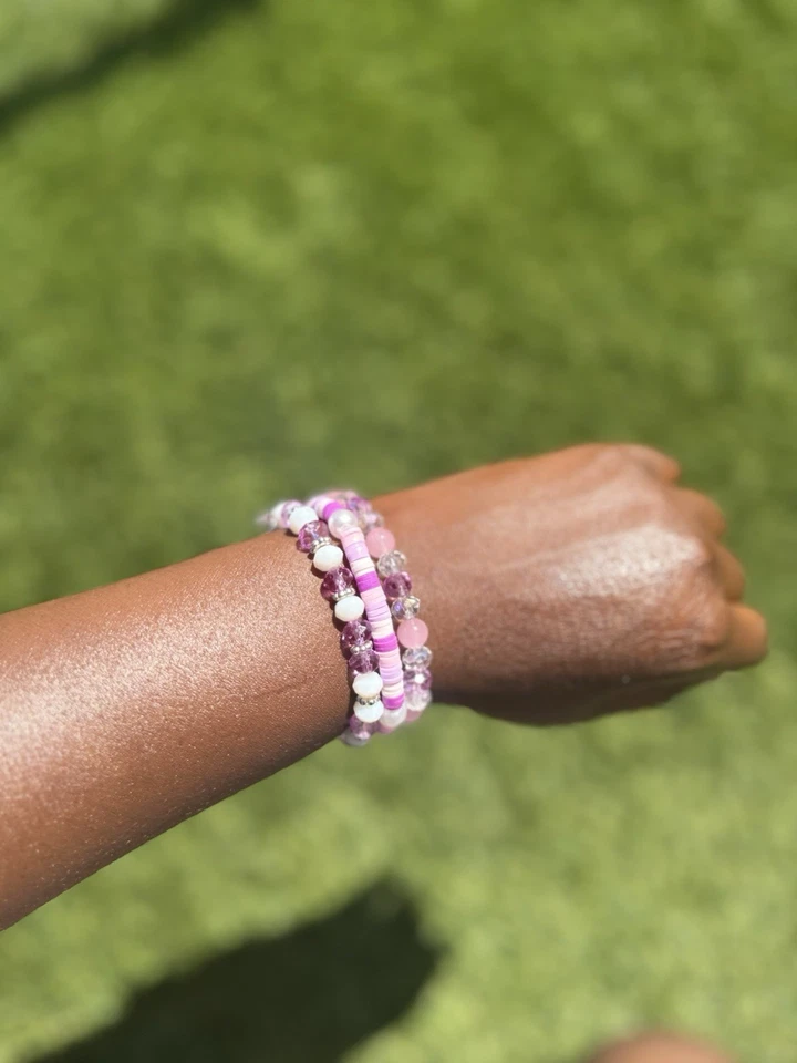 8-9毫米手工女式串珠手链弹力丙烯酸玻璃粘土珠套装 — 第 3/4 张图片