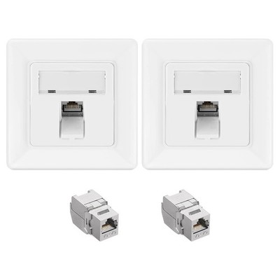 2x Keystone Modul 8x Netzwerkdose Dose 1-Port Set CAT 6A Kabel 10Gibt/s
