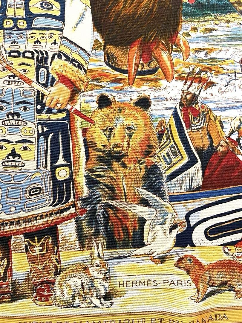 Hermes Scarf Stole TSITSIKA by Kermit Oliver Native Americans Silk