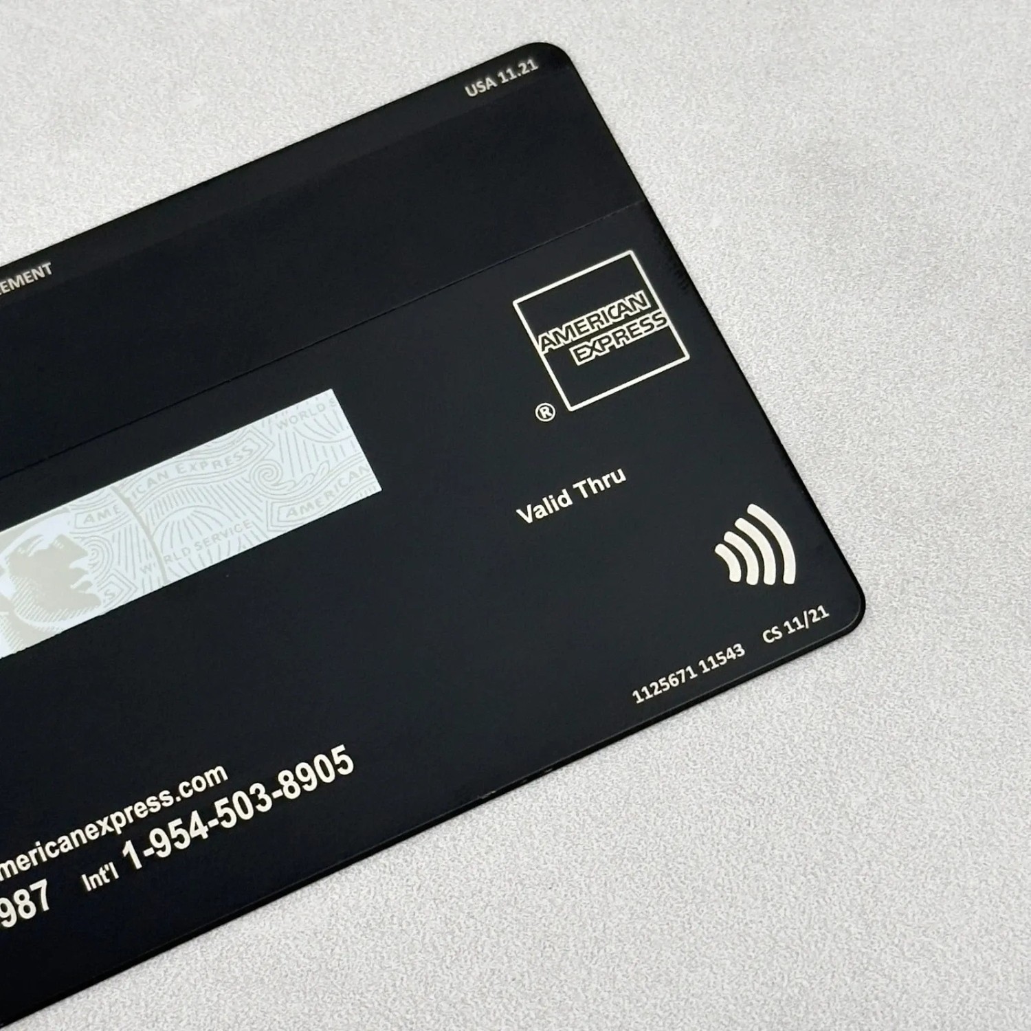 Customized Centurion AMX Floral Black Metal Card Design with Small & Big Chip