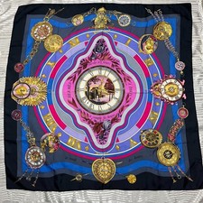 HERMES parmi les fleurs je compte les heures Carre 90 Silk Scarf Tags No Box Use