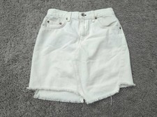 Rag &Bone Denim Skirt Womens 26 White Asymmetrical Raw Hem Mini Made in USA
