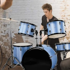 5-Piece Complete Full Size Pro Adult Drum Set Kit with Genuine Remo Heads