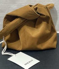 Merit Beauty Signature Cosmetic Makeup Bag Washable Corduroy Tie Pouch Small NEW