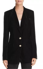 Donna Karan New York Black Velvet Blazer Jacket US 8 Gold Buttons Holiday