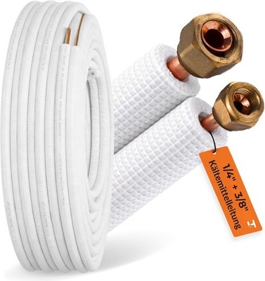 Kältemittelleitung 1/4'' + 3/8'' ohne / mit Bördelung und Überwurfmuttern - 1.0 mm