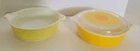 VTG Pyrex Daisy Sunflower Baking Dishes 470 Lids 471 Yellow 1 PT & 471 Green 1PT