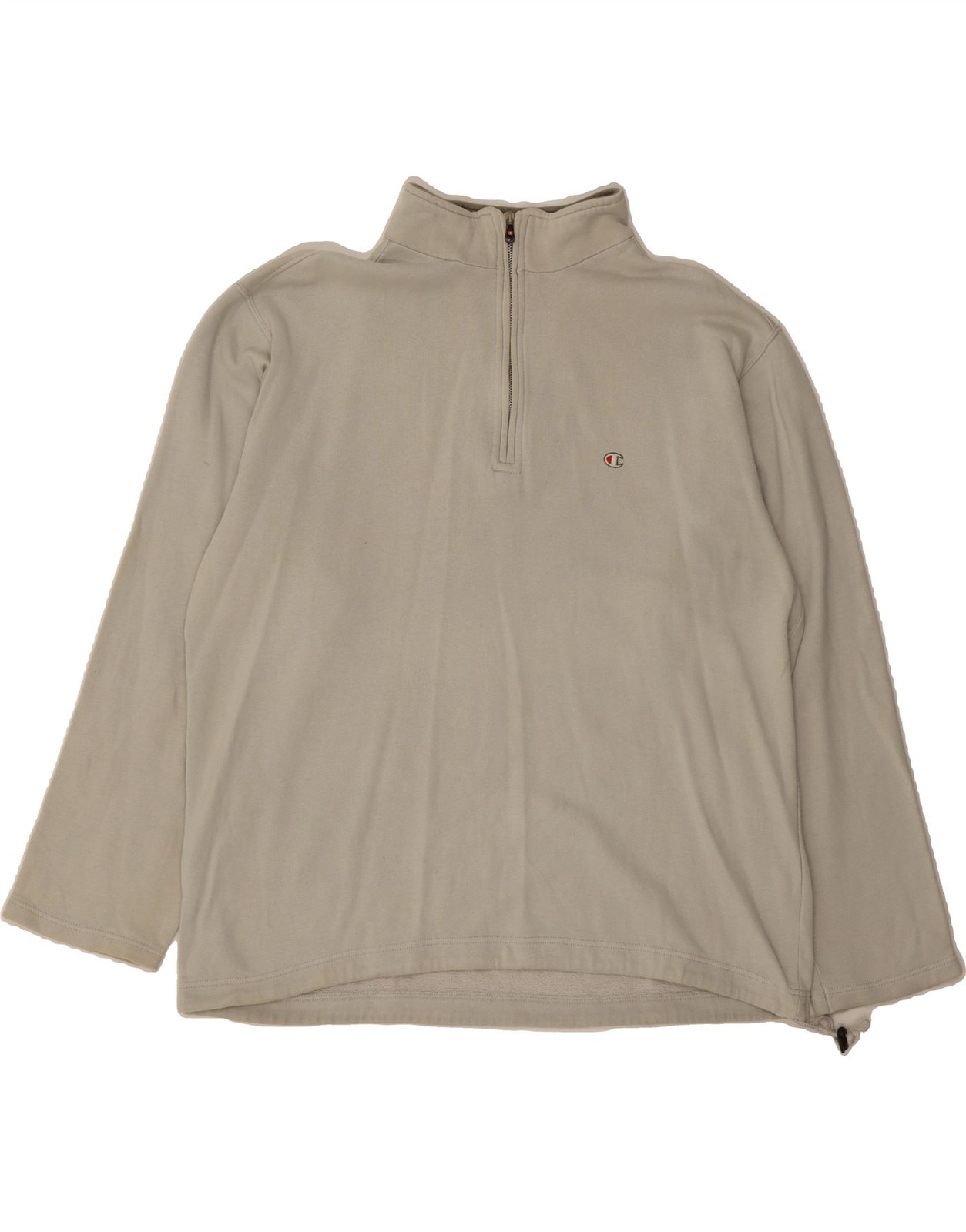 CHAMPION Mens Zip Neck Pullover Tracksuit Top XL Grey Cotton CW04