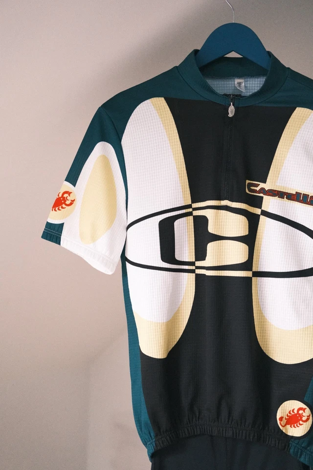 Conjunto Jersey + Culotte con tirantes Castelli Vintage Para Hombre Negro y Verde Talla M Hecho en Italia Foto 2 de 4